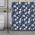 White Alstroemeria Pattern Print Polyester Shower Curtain