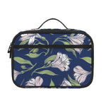 White Alstroemeria Pattern Print Portable Lunch Bag