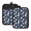 White Alstroemeria Pattern Print Pot Holders With Pocket