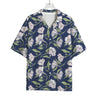 White Alstroemeria Pattern Print Rayon Hawaiian Shirt