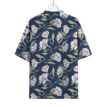 White Alstroemeria Pattern Print Rayon Hawaiian Shirt