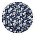 White Alstroemeria Pattern Print Round Blanket