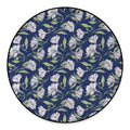 White Alstroemeria Pattern Print Round Floor Mat