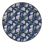 White Alstroemeria Pattern Print Round Floor Mat