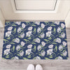 White Alstroemeria Pattern Print Rubber Doormat