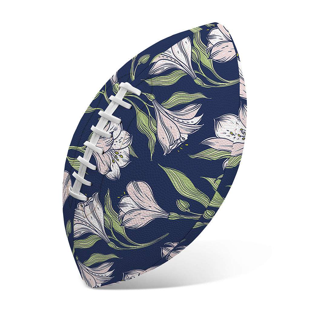 White Alstroemeria Pattern Print Rugby Ball