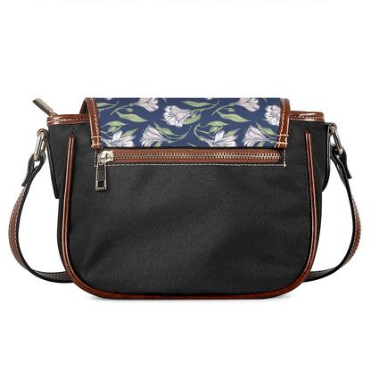 White Alstroemeria Pattern Print Saddle Bag