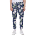 White Alstroemeria Pattern Print Joggers