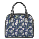 White Alstroemeria Pattern Print Shoulder Handbag