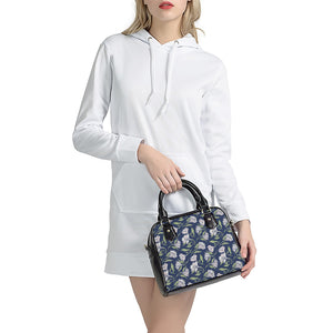 White Alstroemeria Pattern Print Shoulder Handbag