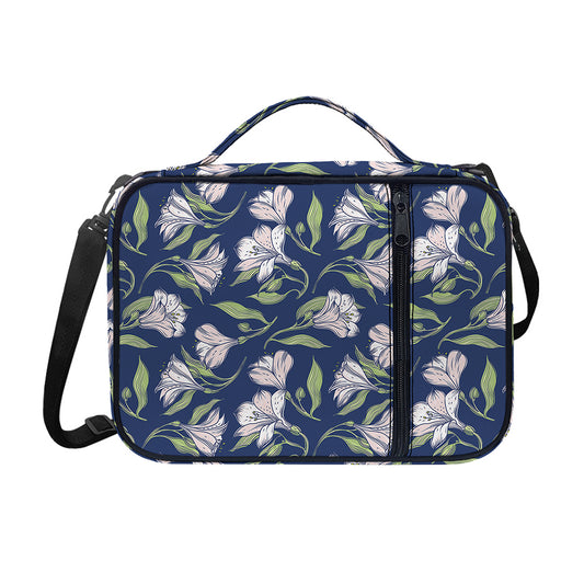White Alstroemeria Pattern Print Shoulder Strap Bible Bag