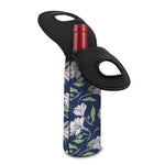 White Alstroemeria Pattern Print Single Neoprene Wine Tote