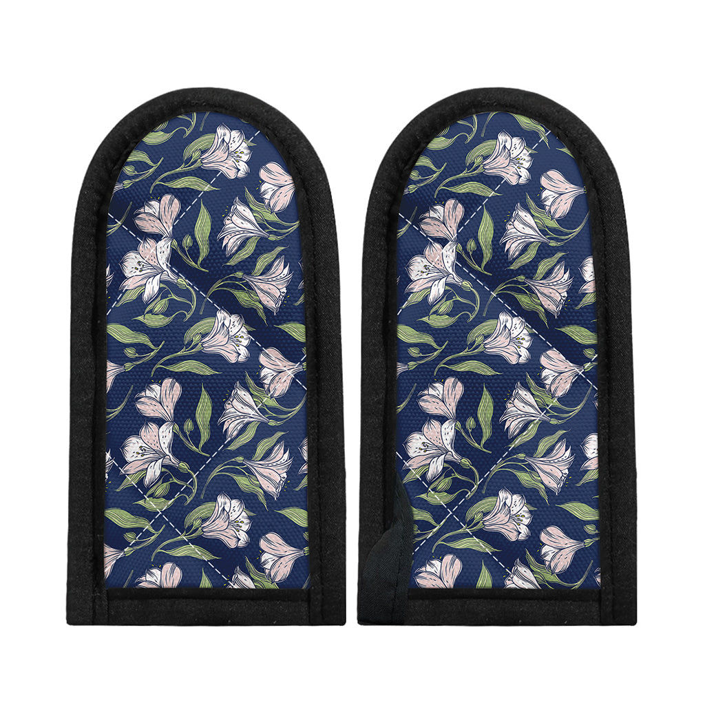 White Alstroemeria Pattern Print Skillet Handle Cover