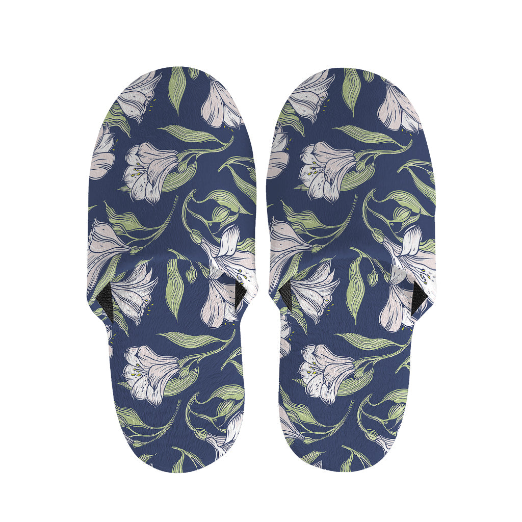 White Alstroemeria Pattern Print Slippers