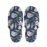 White Alstroemeria Pattern Print Slippers