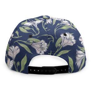 White Alstroemeria Pattern Print Snapback Cap