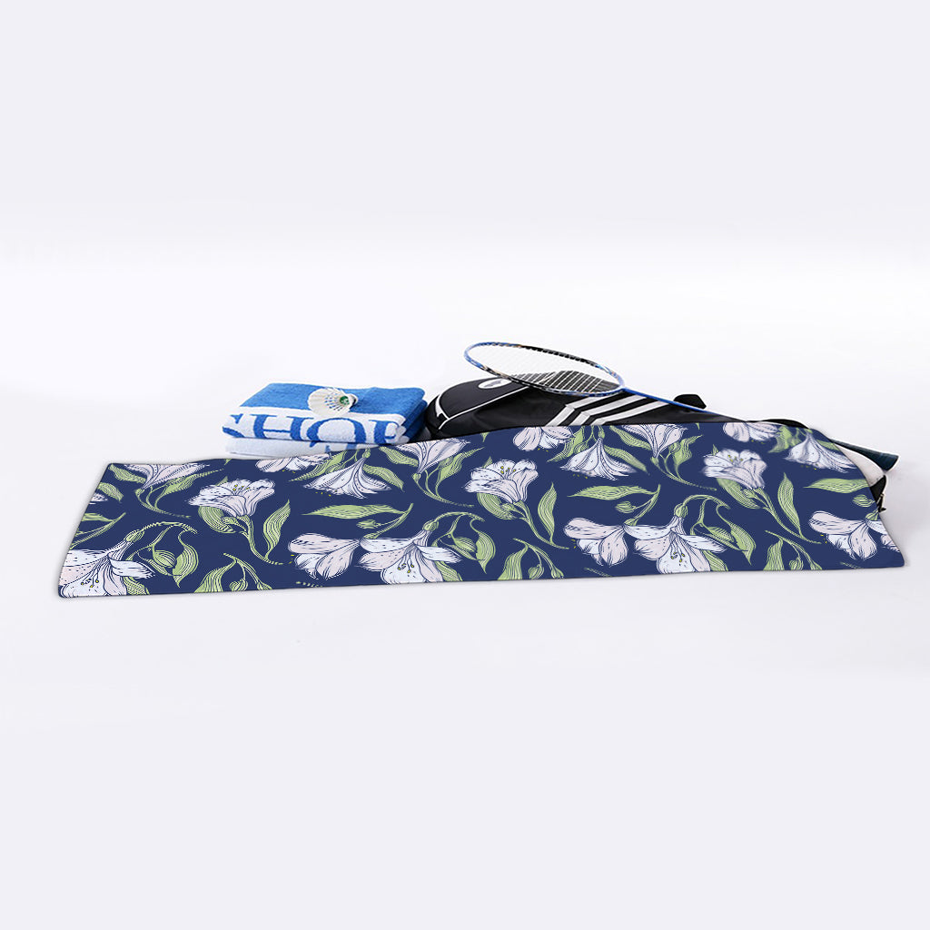 White Alstroemeria Pattern Print Sports Towel