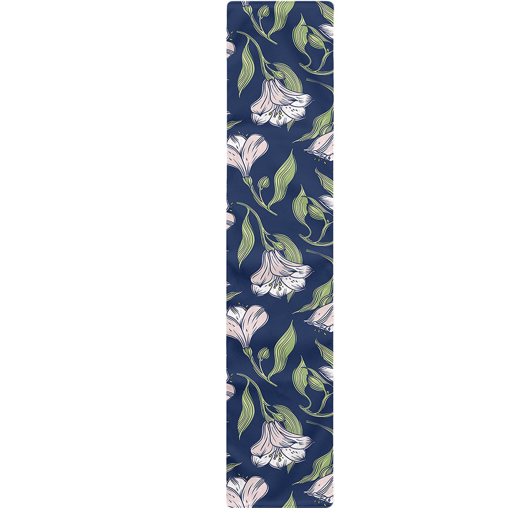 White Alstroemeria Pattern Print Table Runner