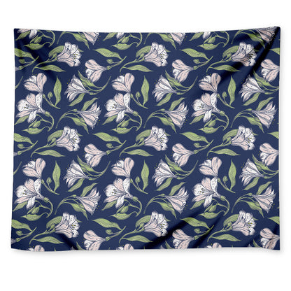 White Alstroemeria Pattern Print Tapestry