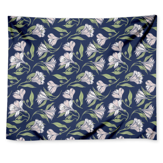White Alstroemeria Pattern Print Tapestry
