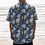 White Alstroemeria Pattern Print Textured Short Sleeve Shirt