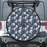White Alstroemeria Pattern Print Tire Cover With Camera Hole