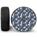 White Alstroemeria Pattern Print Tire Cover With Camera Hole