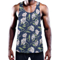 White Alstroemeria Pattern Print Men's Workout Tank Top