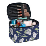 White Alstroemeria Pattern Print Travel Makeup Bag
