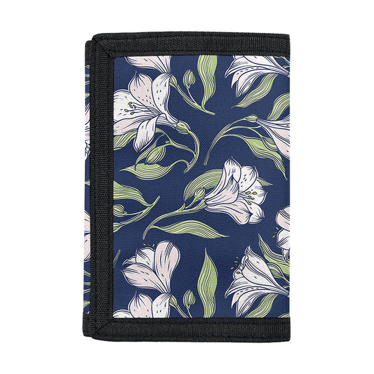 White Alstroemeria Pattern Print Trifold Wallet