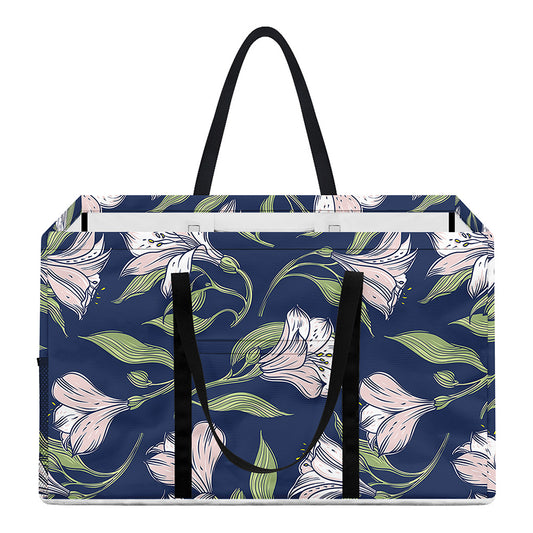 White Alstroemeria Pattern Print Utility Tote Bag