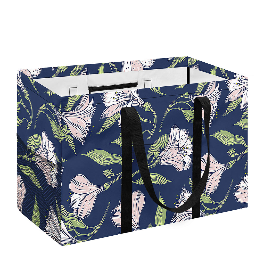 White Alstroemeria Pattern Print Utility Tote Bag