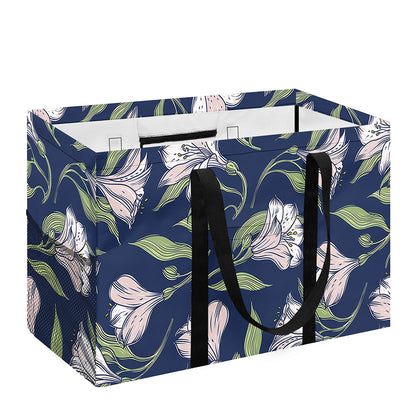 White Alstroemeria Pattern Print Utility Tote Bag