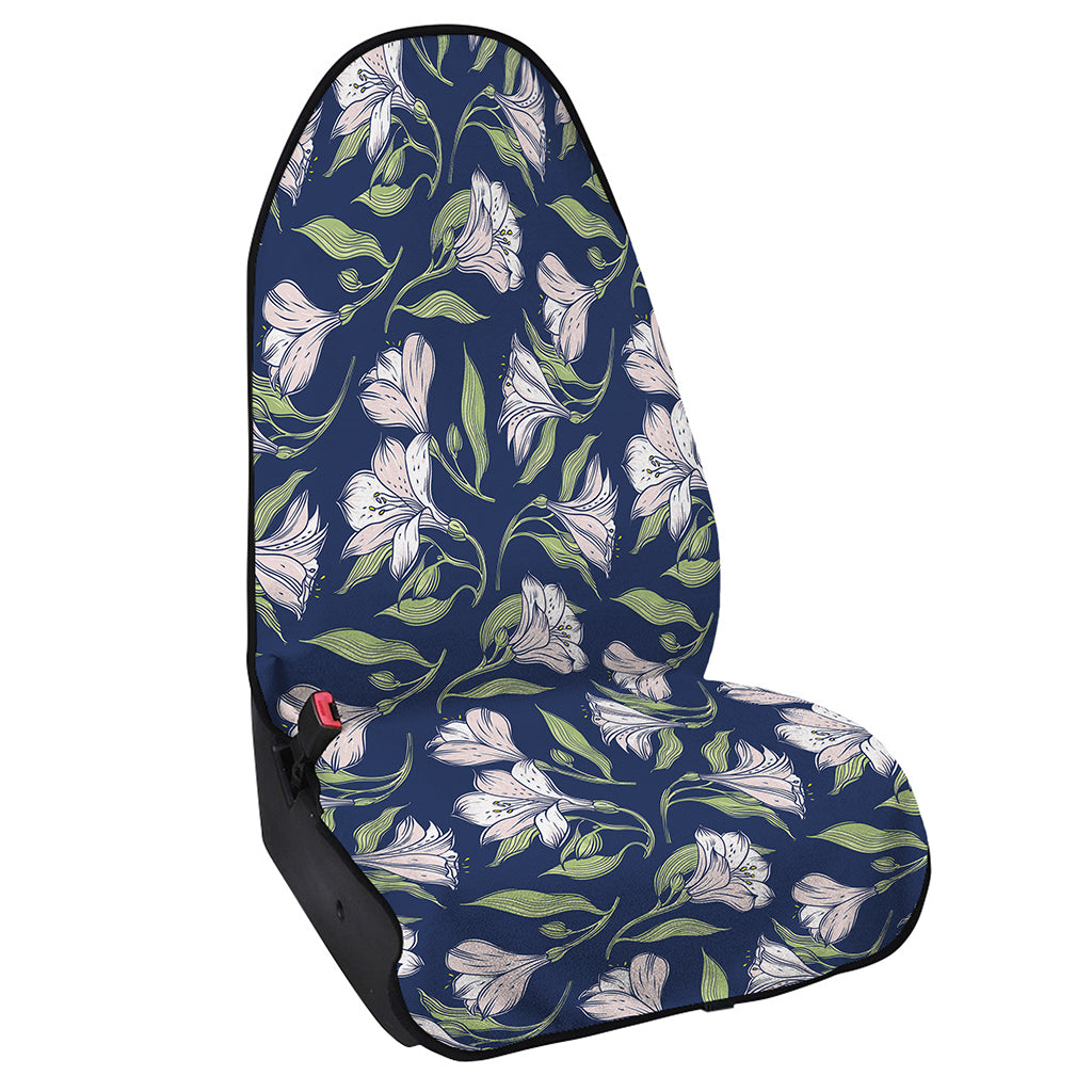 White Alstroemeria Pattern Print Waterproof Car Seat Cover