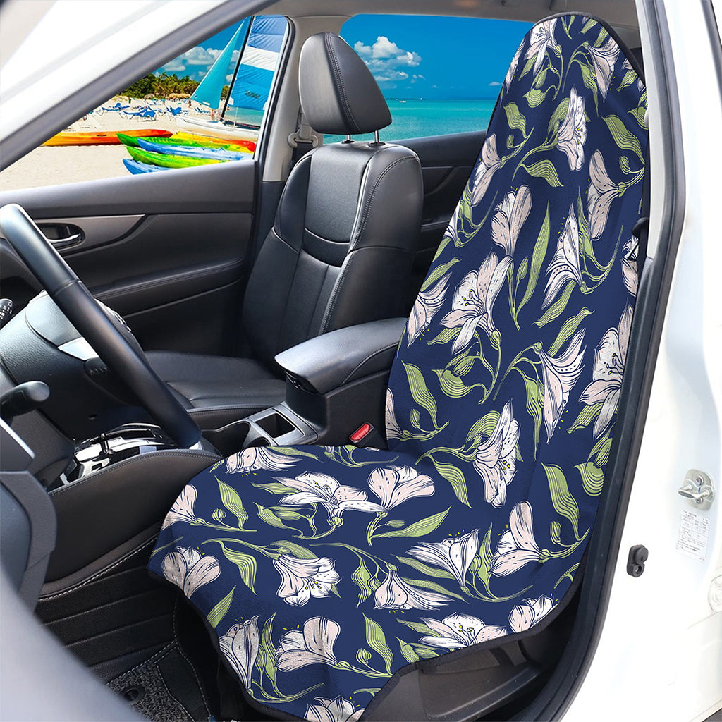 White Alstroemeria Pattern Print Waterproof Car Seat Cover