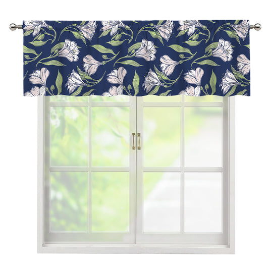 White Alstroemeria Pattern Print Window Valance