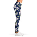 White Alstroemeria Pattern Print Women's Leggings
