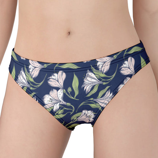 White Alstroemeria Pattern Print Women's Panties