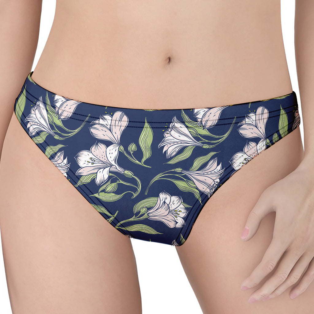 White Alstroemeria Pattern Print Women's Thong