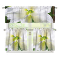 White Amaryllis Print 3 Piece Kitchen Curtains