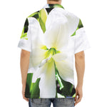 White Amaryllis Print Aloha Shirt