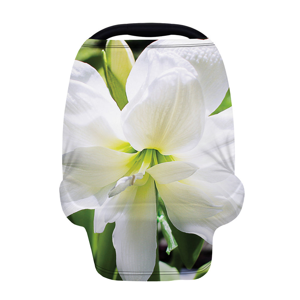 White Amaryllis Print Baby Seat Cover