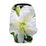 White Amaryllis Print Baby Seat Cover