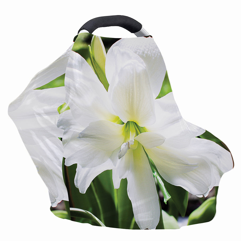 White Amaryllis Print Baby Seat Cover