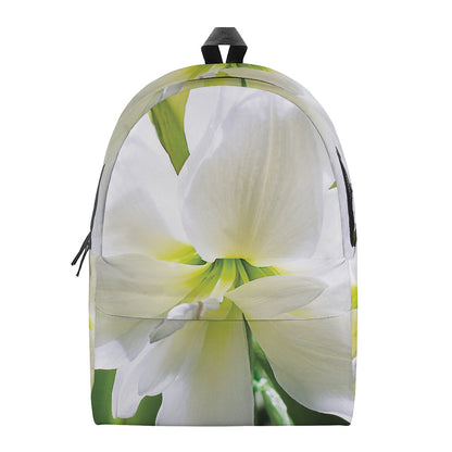 White Amaryllis Print Backpack
