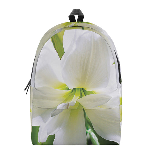 White Amaryllis Print Backpack