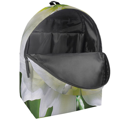 White Amaryllis Print Backpack