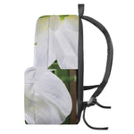 White Amaryllis Print Backpack