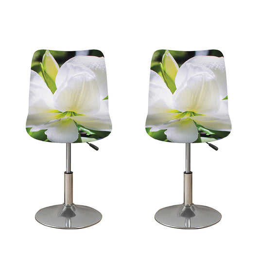 White Amaryllis Print Bar Stool Covers