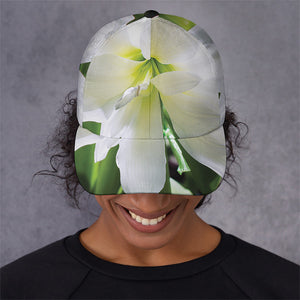 White Amaryllis Print Baseball Cap